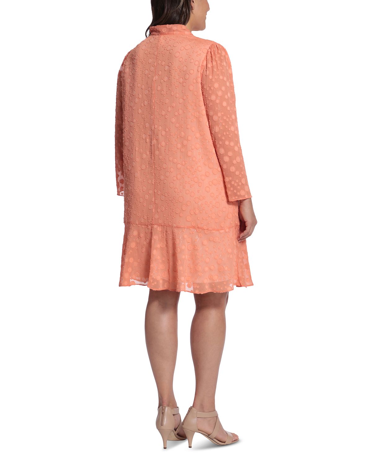 Vestido feminino com decote em V e manga curta, tamanho pequeno, laranja, London Times