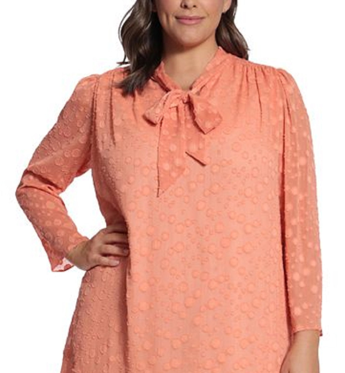 Vestido feminino com decote em V e manga curta, tamanho pequeno, laranja, London Times