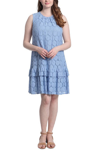 London Times Women's Lace Shift Dress Blue Size 10Petite