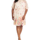 Vestido feminino de chiffon com cintura franzida, bege, tamanho 18W, da London Times