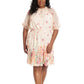 Vestido feminino de chiffon com cintura franzida, bege, tamanho 18W, da London Times