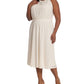 Vestido Halter de Renda Elástica Diamante Feminino London Times Branco Tamanho 14W
