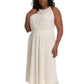 Vestido Halter de Renda Elástica Diamante Feminino London Times Branco Tamanho 14W
