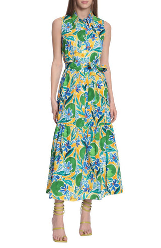 Vestido-camisa floral sem mangas Donna Morgan feminino, verde, tamanho 8