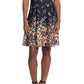 Vestido feminino estampado London Times, justo e evasê, preto, tamanho 12, pequeno