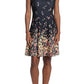Vestido feminino estampado, justo e evasê, preto, tamanho 14, pequeno, da London Times