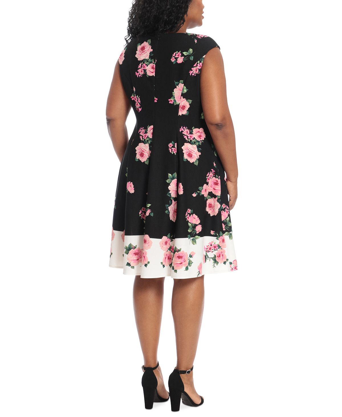 Vestido feminino com estampa floral e ajuste evasê, preto, tamanho pequeno e pequeno, do London Times