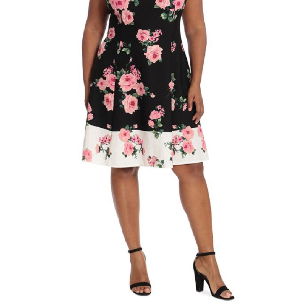Vestido feminino com estampa floral e ajuste evasê, preto, tamanho pequeno e pequeno, do London Times