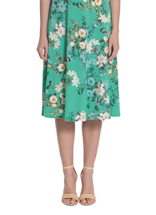 Vestido de malha com estampa floral feminino London Times, verde, tamanho 18W