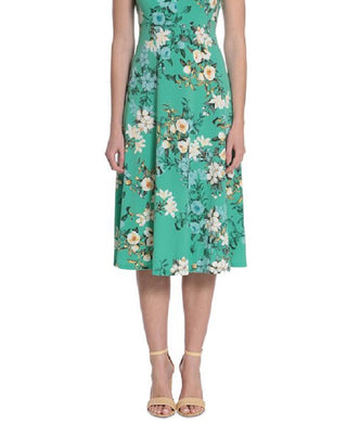 Vestido de malha com estampa floral feminino London Times, verde, tamanho 22W