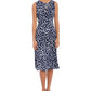 Vestido feminino com cinto e decote plissado London Times, azul, tamanho 10, pequeno