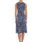Vestido feminino com cinto e decote plissado London Times, azul, tamanho 10, pequeno