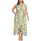 Vestido midi floral com babados, amarelo, tamanho 16, da London Times