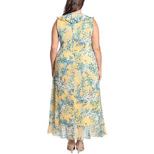 Vestido midi floral com babados, amarelo, tamanho 16, da London Times