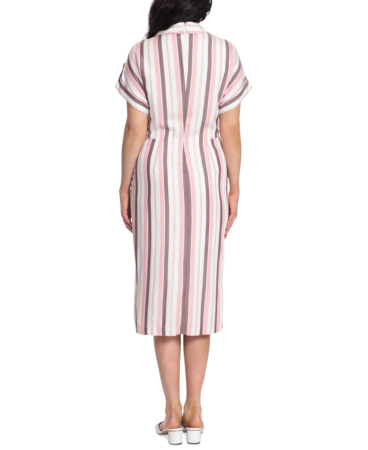 Vestido feminino listrado estilo envelope London Times, rosa, tamanho 14