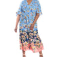 Vestido longo feminino com estampa floral London Times, azul, tamanho 22W