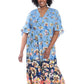 Vestido longo feminino com estampa floral London Times, azul, tamanho 22W