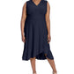 Vestido midi evasê sem mangas feminino London Times, azul, tamanho 22W