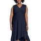 Vestido midi evasê sem mangas feminino London Times, azul, tamanho 22W