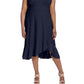 Vestido midi evasê sem mangas feminino London Times, azul, tamanho 22W