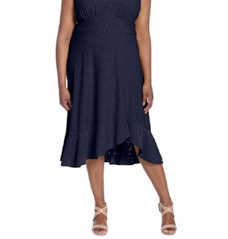 Vestido midi evasê sem mangas feminino London Times, azul, tamanho 22W