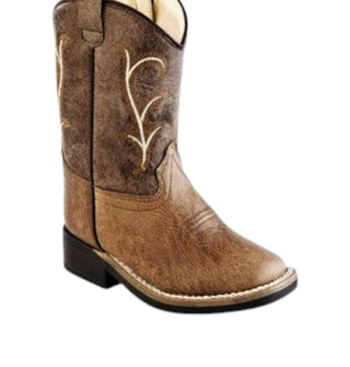 Velho Oeste - Botas de zíper com bico quadrado para meninos