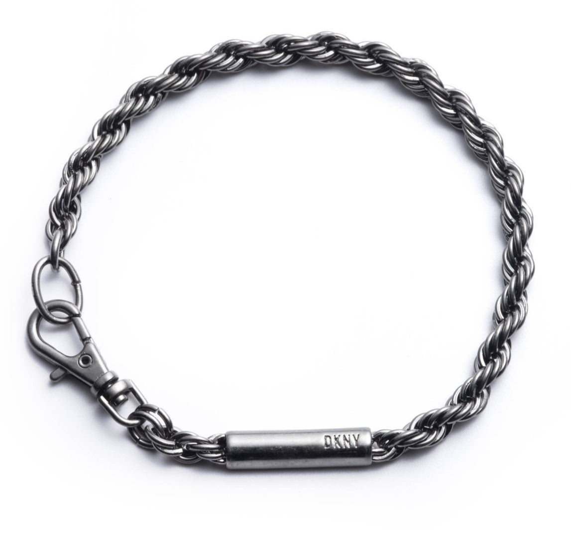 Pulseira DKNY Masculina Hematite Tone Chain Flex Cinza Tamanho Regular