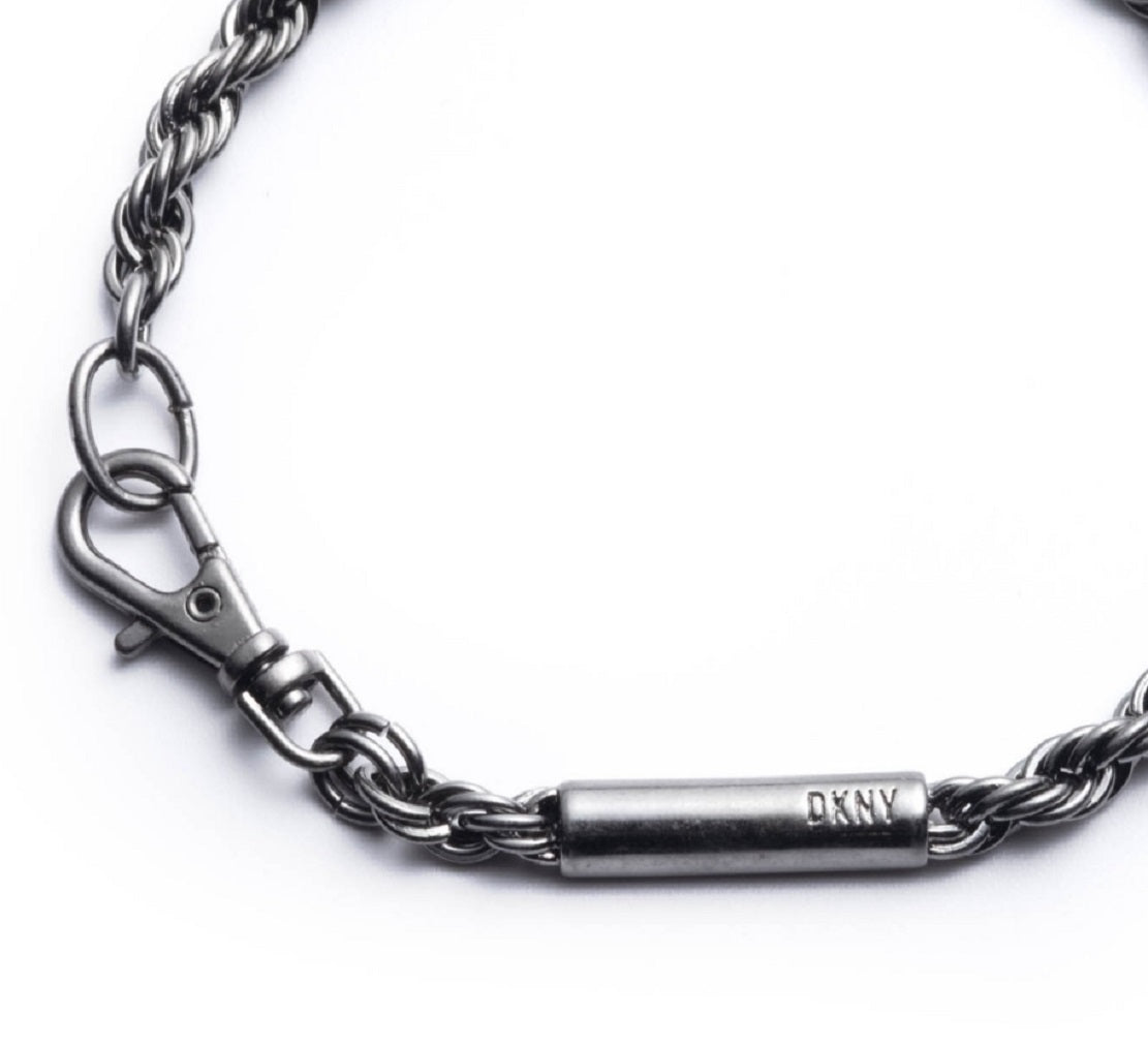 Pulseira DKNY Masculina Hematite Tone Chain Flex Cinza Tamanho Regular
