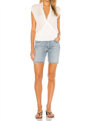 Teoria - Blusa de seda sem mangas com decote em V e combinação drapeada