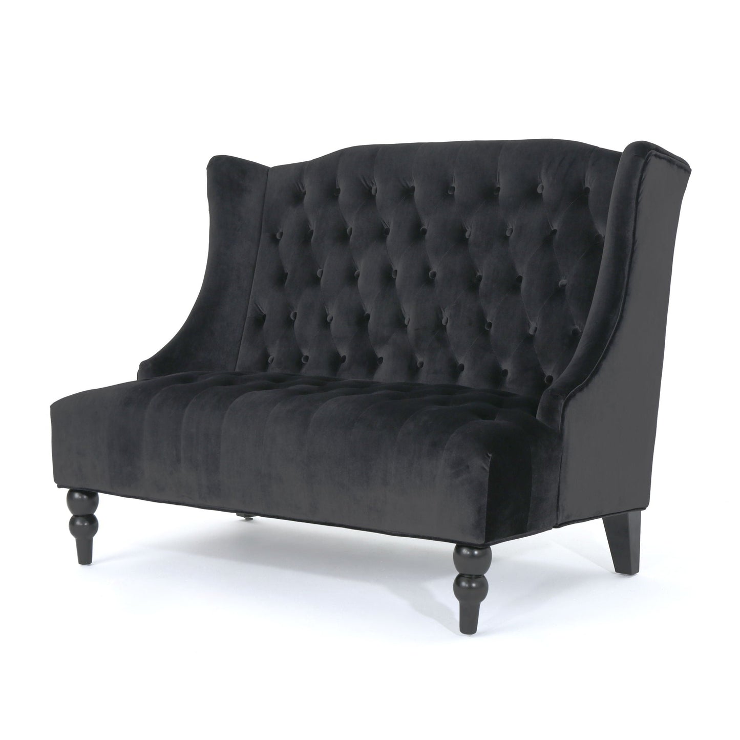 Nurturing Upholstered Loveseat With Wing Back And Diamond Tufting