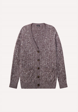 Minnie Rose - Cardigan de algodão grande mesclado com cabo