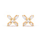 10K Yellow Gold 1/10 Cttw Round and Baguette Diamond Criss Cross X Stud Earring (H-I Color, I1-I2 Clarity)