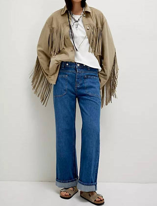 Free People - Calça Jeans Palmer com Punhos
