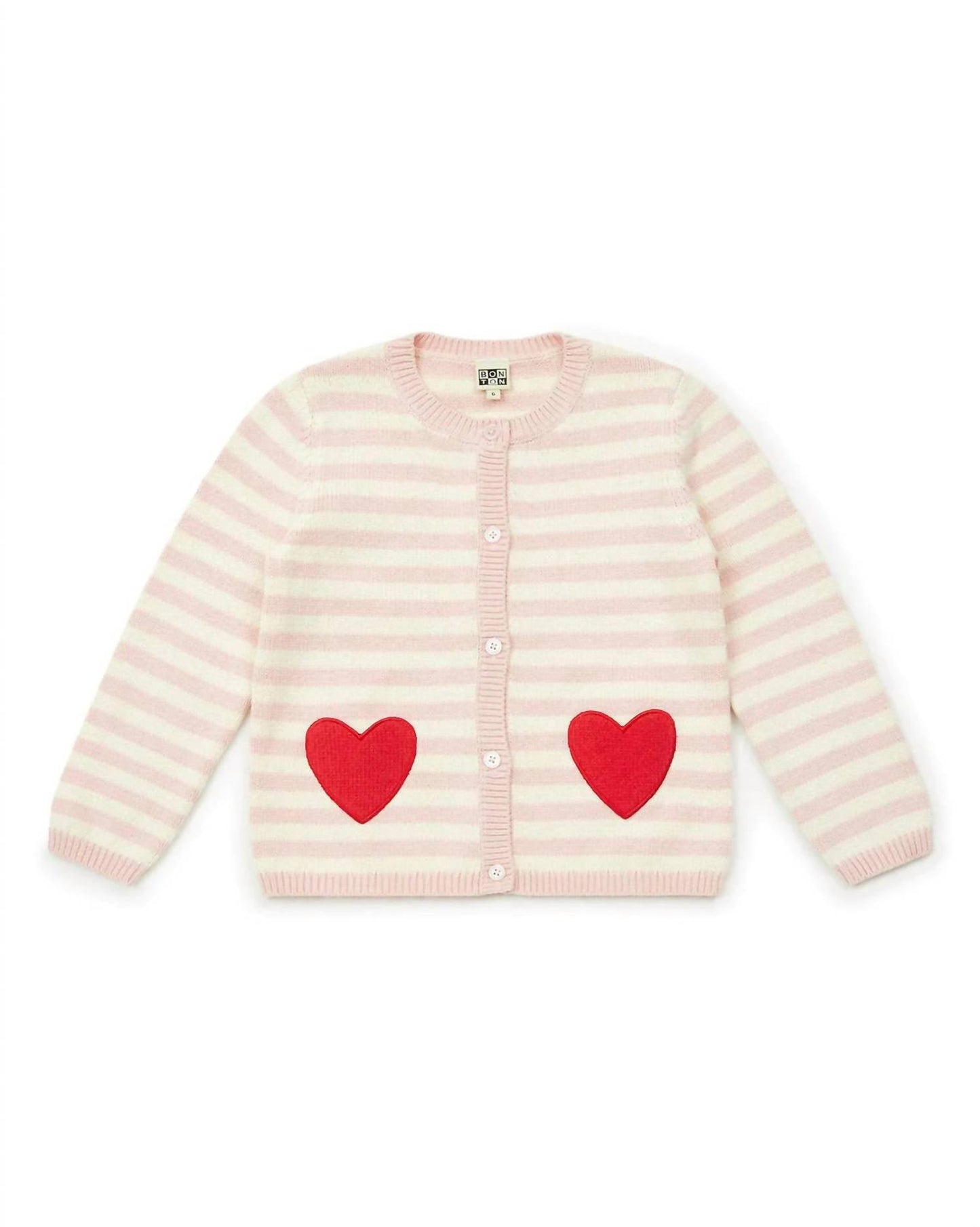 Bonton - Kid's Heart-embroidered Knit Madeleine Cardigan