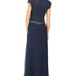 Vestido longo com amarração lateral e detalhes em azul J Kara, tamanho 16