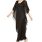 Vestido de festa feminino J Kara com lantejoulas e borboleta em chiffon, preto, tamanho 14