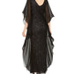 Vestido de festa feminino J Kara com lantejoulas e borboleta em chiffon, preto, tamanho 14
