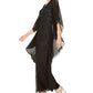 Vestido de festa feminino J Kara com lantejoulas e borboleta em chiffon, preto, tamanho 14