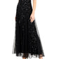 Vestido feminino J Kara com decote em V e contas, preto, tamanho 10
