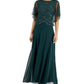 Vestido de noite longo com mangas esvoaçantes e decote redondo J Kara, tamanho 8, verde