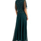 Vestido de noite longo com mangas esvoaçantes e decote redondo J Kara, tamanho 8, verde