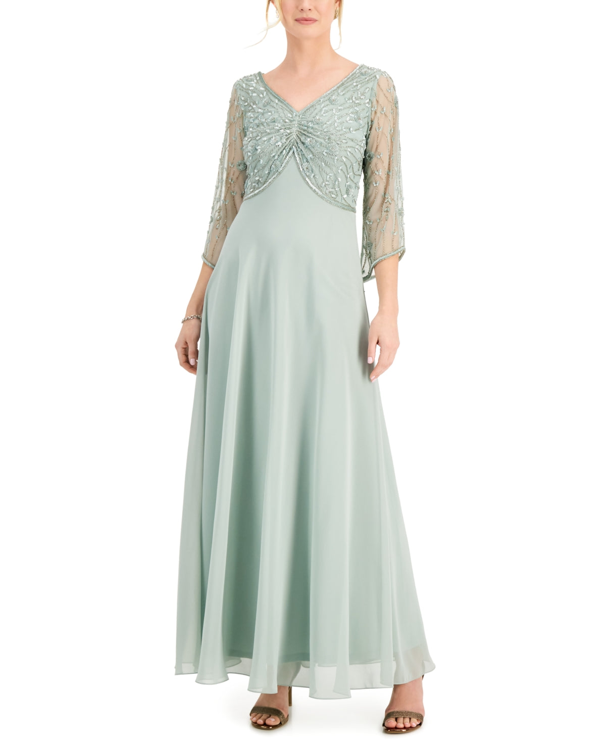 Vestido de noite longo com lantejoulas J Kara feminino, verde, tamanho 12