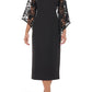 JS Collections Vivian Floral Flutter Sleeve Midi Dress in Black, Size 2