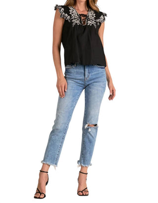 Elan - Blusa com mangas bufantes bordadas