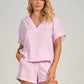 Elan - Short Sleeve Cotton Gauze V-neck Top
