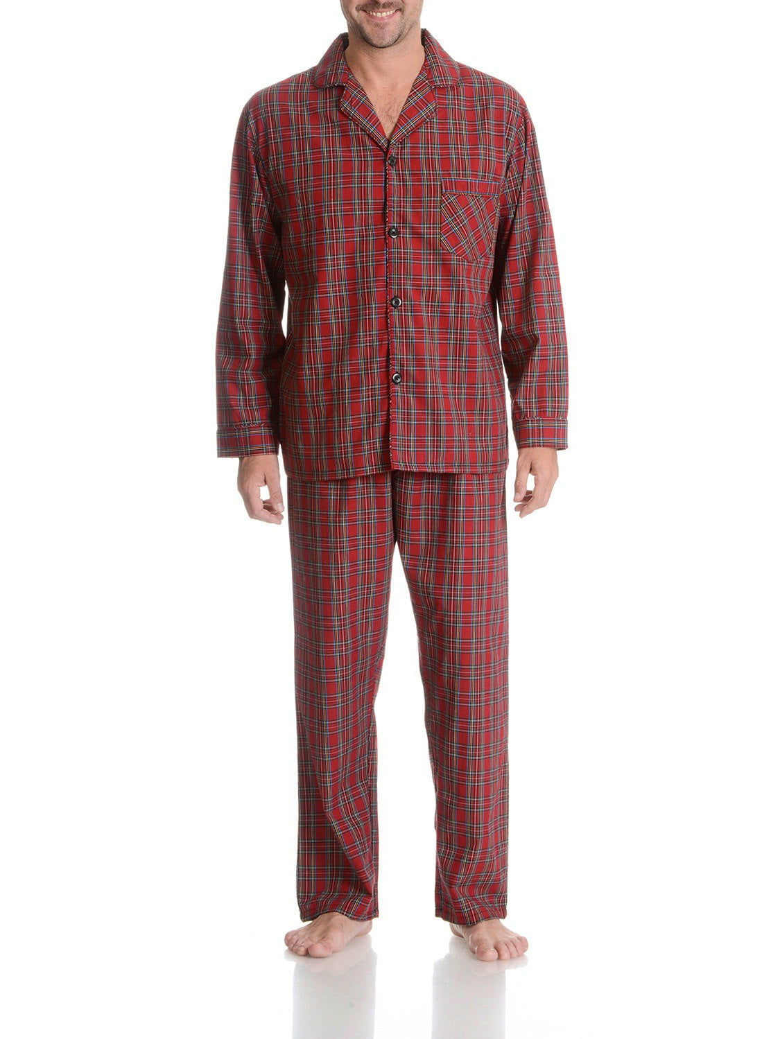 Conjunto de pijama Hanes CVC Broadcloth masculino, vermelho, tamanho médio