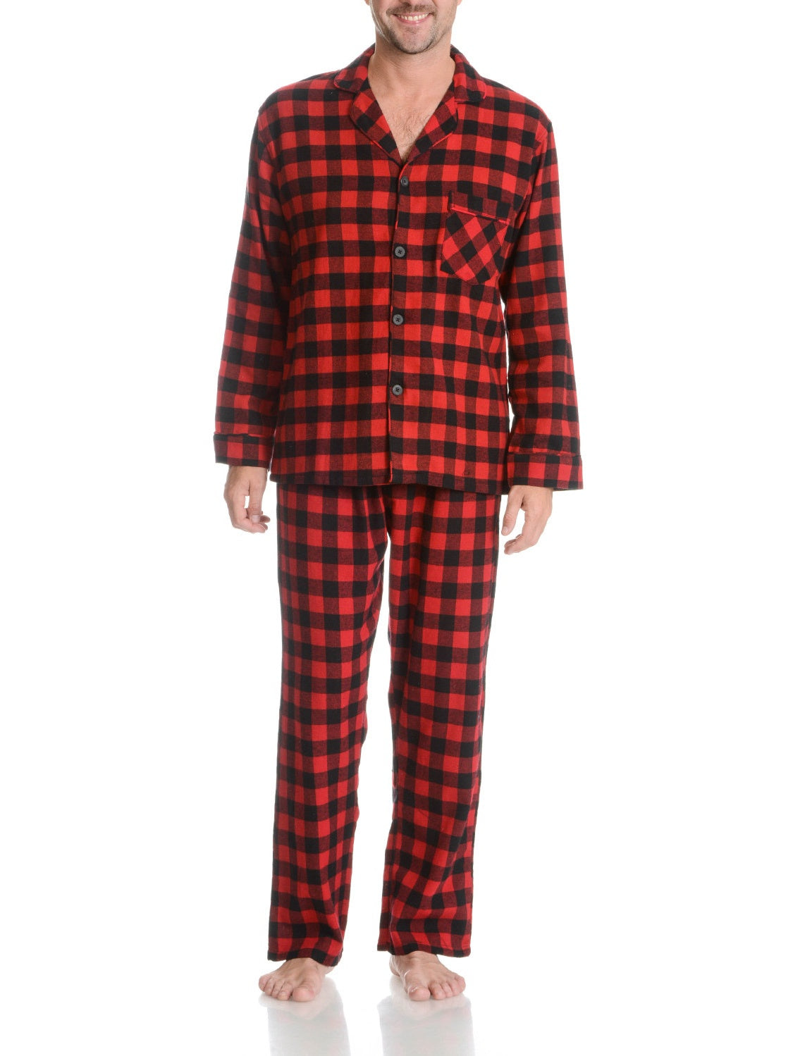 Conjunto de pijama xadrez de flanela masculino Hanes, vermelho, tamanho médio