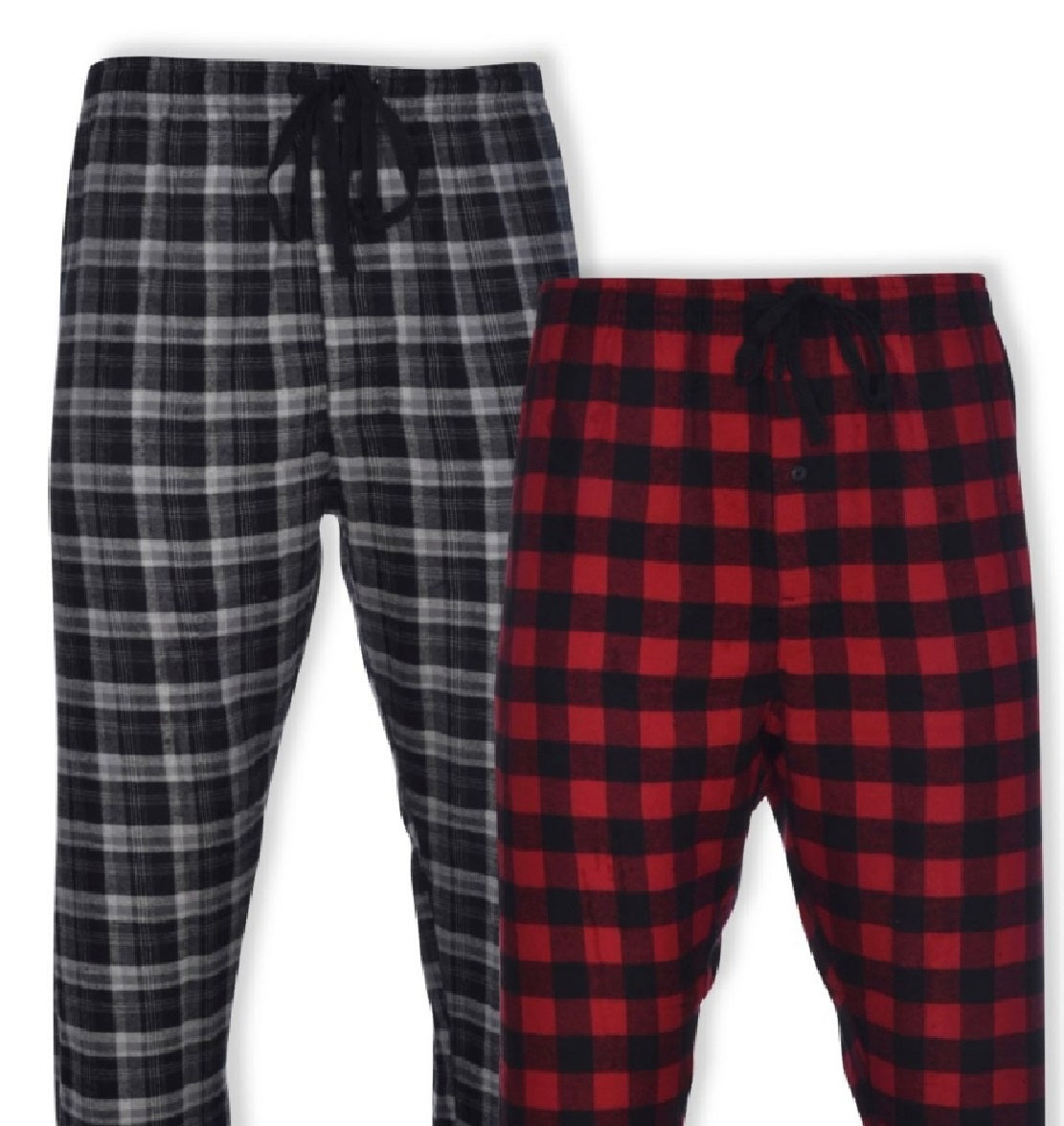 Calça de dormir de flanela masculina Hanes, pacote com 2, marrom, tamanho XXX-G
