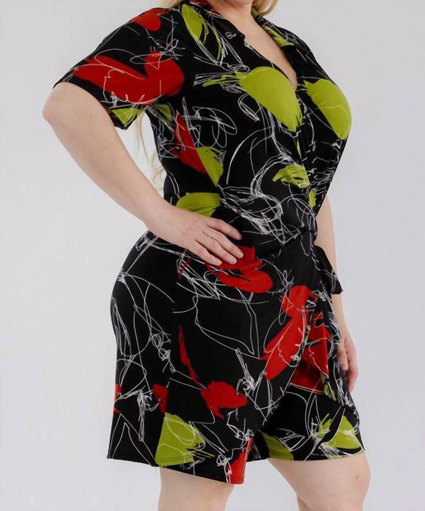 Karen T Design - Modern Wrap Romper With Tie Waist