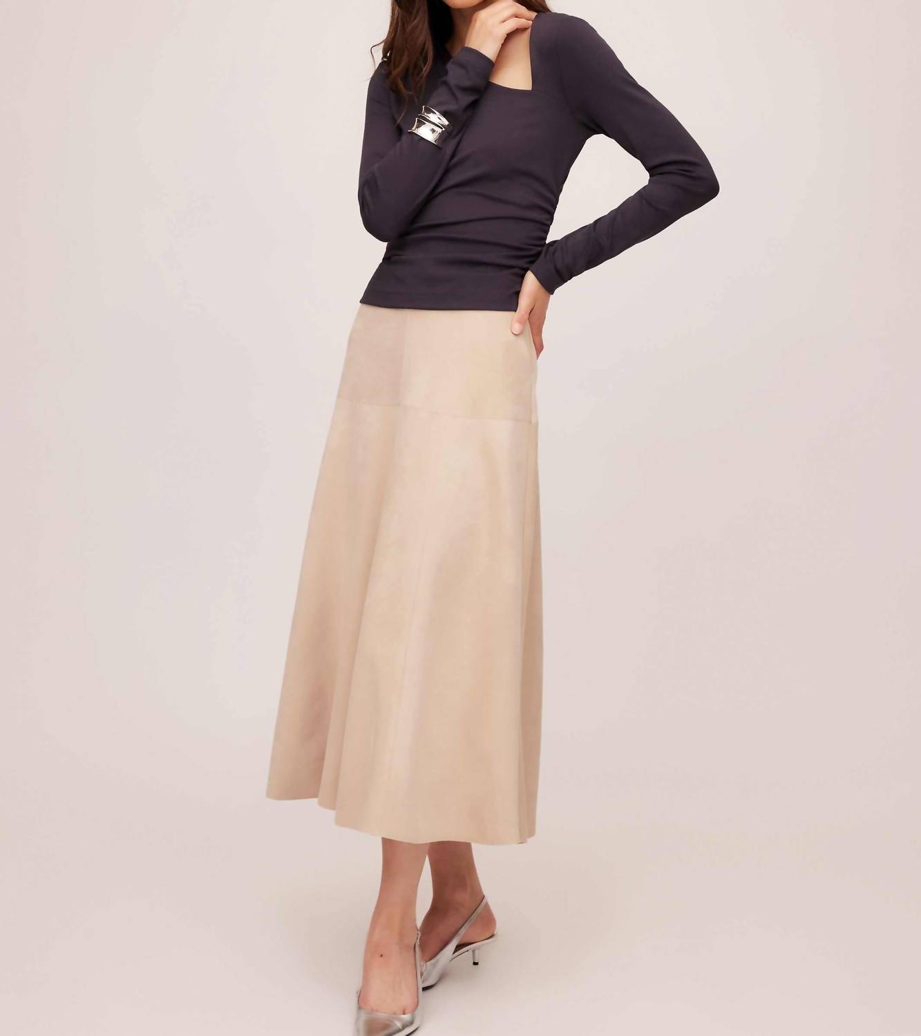 Fifteen Twenty - Blythe Faux Suede Midi Skirt